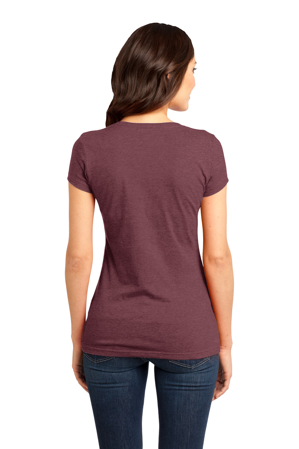 District DT6001 Womens Very Important Short Sleeve Crewneck T-Shirt Heather Cardinal Red Back