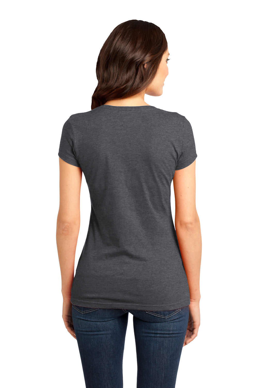 District DT6001 Womens Very Important Short Sleeve Crewneck T-Shirt Heather Charcoal Grey Back
