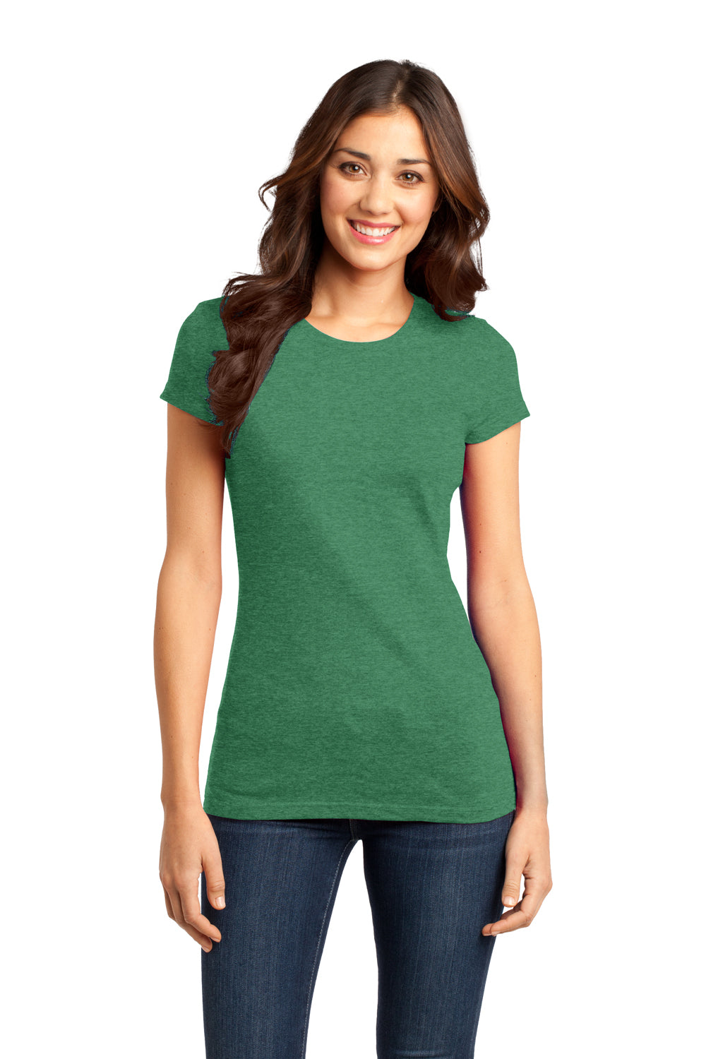 District DT6001 Womens Very Important Short Sleeve Crewneck T-Shirt Heather Kelly Green Front