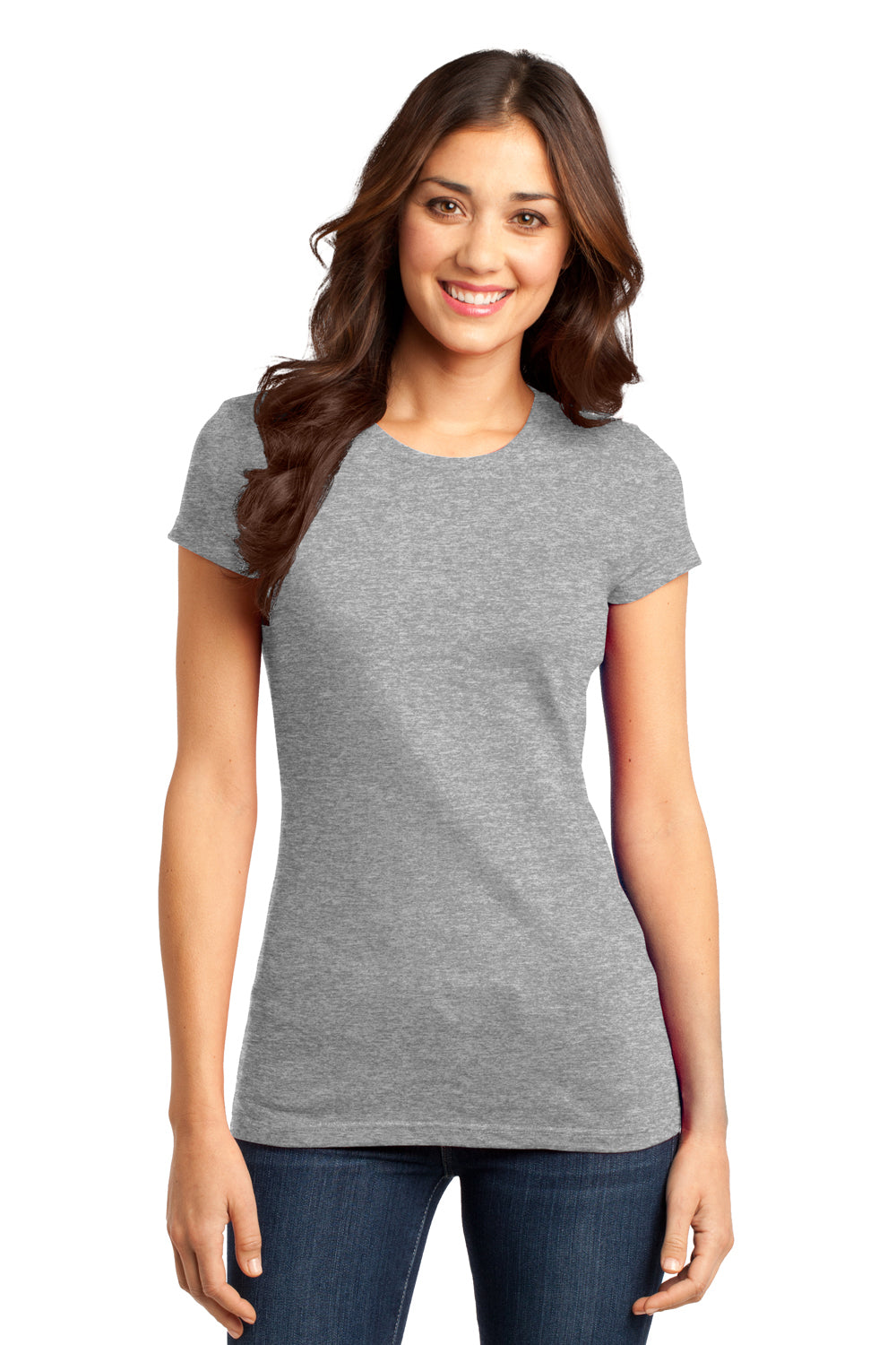 District DT6001 Womens Very Important Short Sleeve Crewneck T-Shirt Heather Light Grey Front
