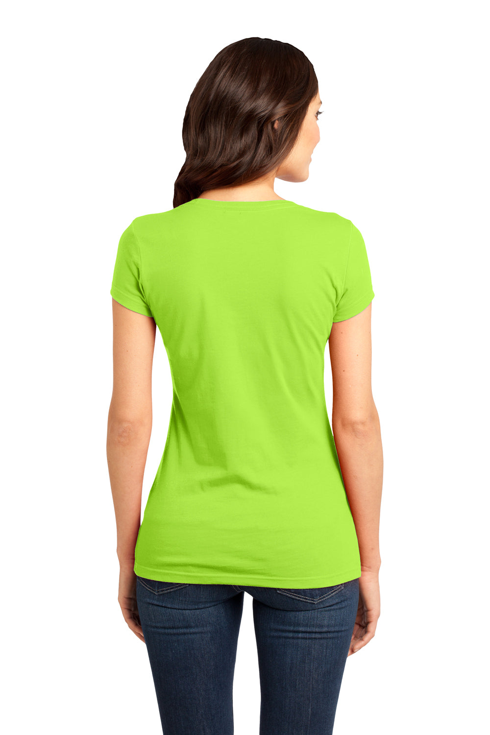 District DT6001 Womens Very Important Short Sleeve Crewneck T-Shirt Lime Green Back