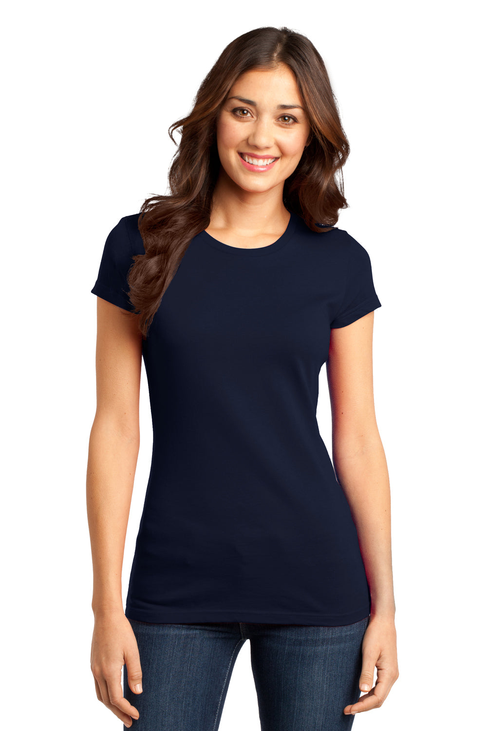 District DT6001 Womens Very Important Short Sleeve Crewneck T-Shirt Navy Blue Front