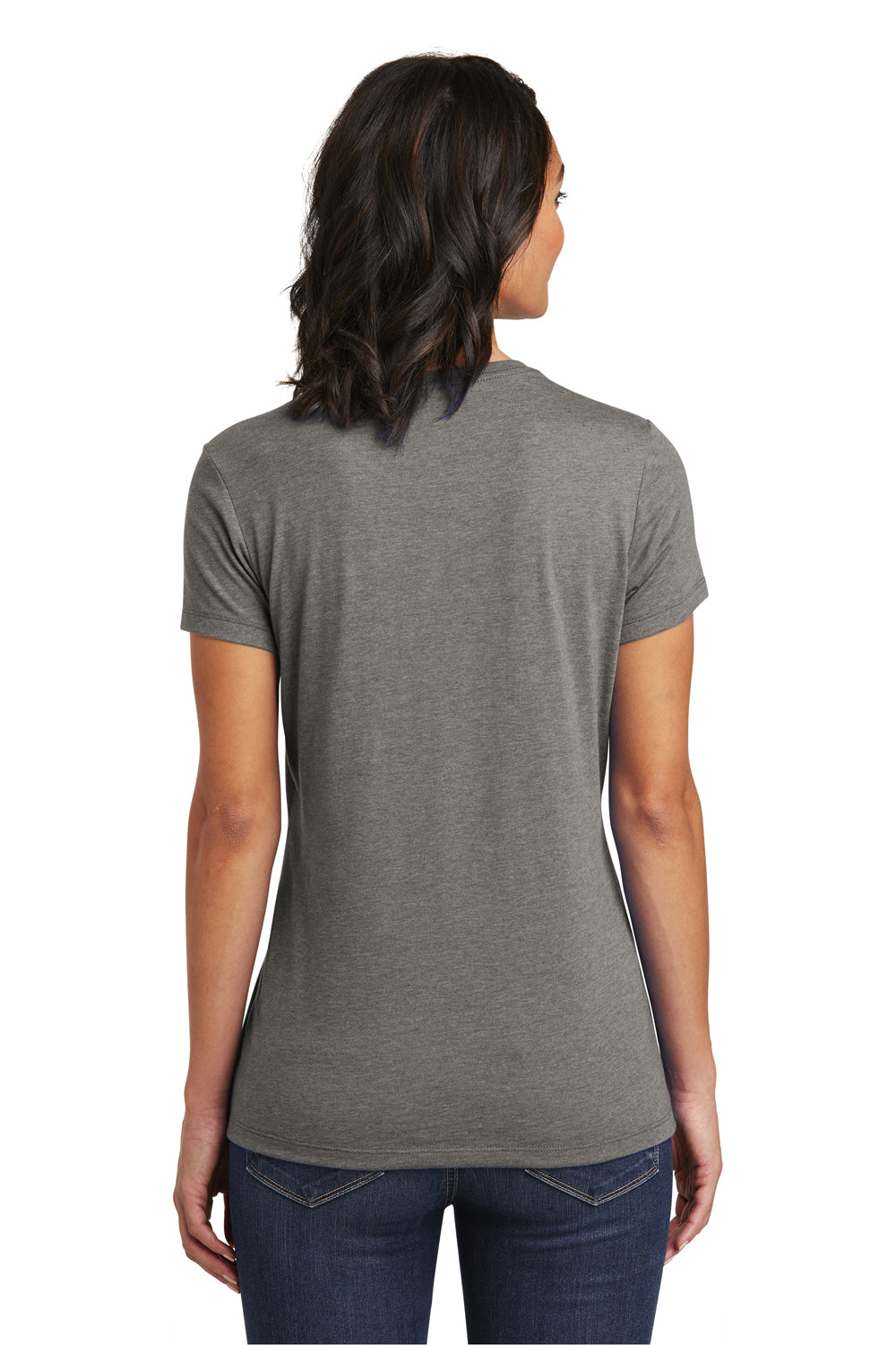 District DT6002 Womens Very Important Short Sleeve Crewneck T-Shirt Heather Grey Back