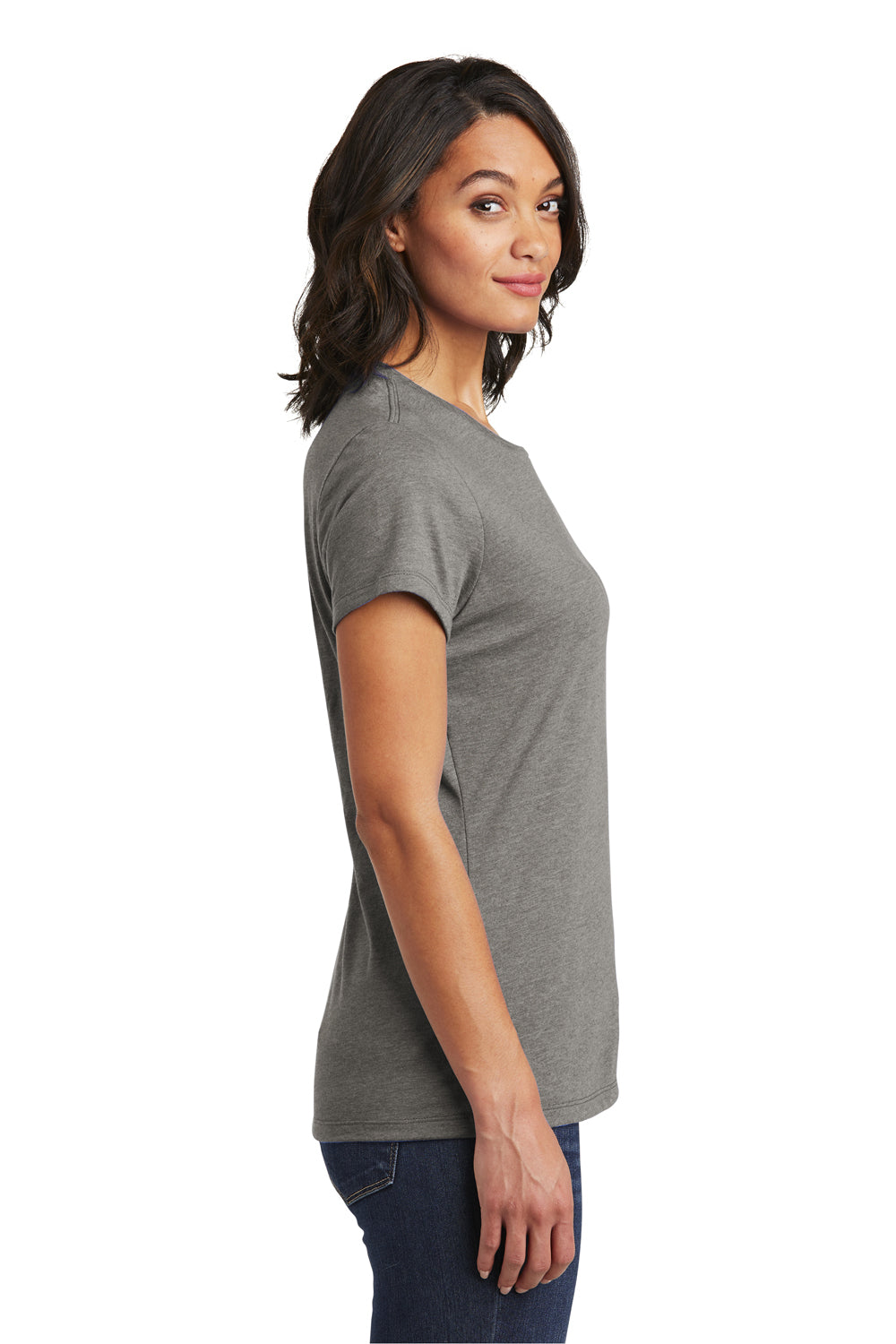 District DT6002 Womens Very Important Short Sleeve Crewneck T-Shirt Heather Grey Side
