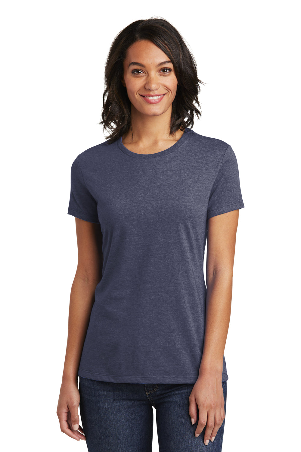 District DT6002 Womens Very Important Short Sleeve Crewneck T-Shirt Heather Navy Blue Front