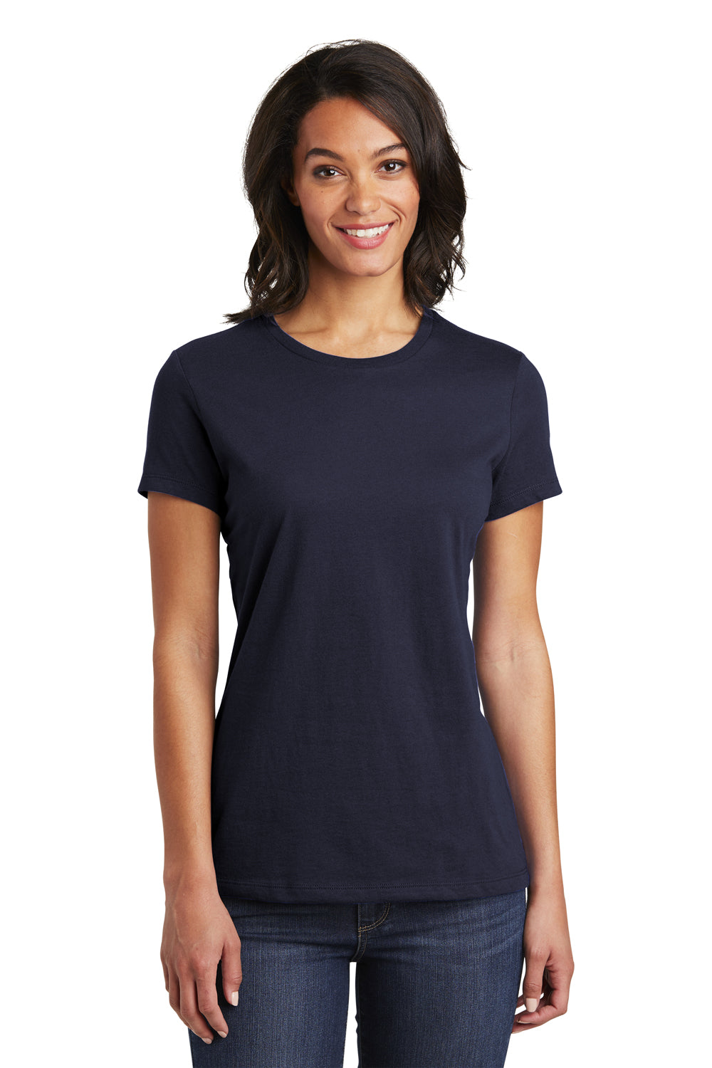 District DT6002 Womens Very Important Short Sleeve Crewneck T-Shirt Navy Blue Front