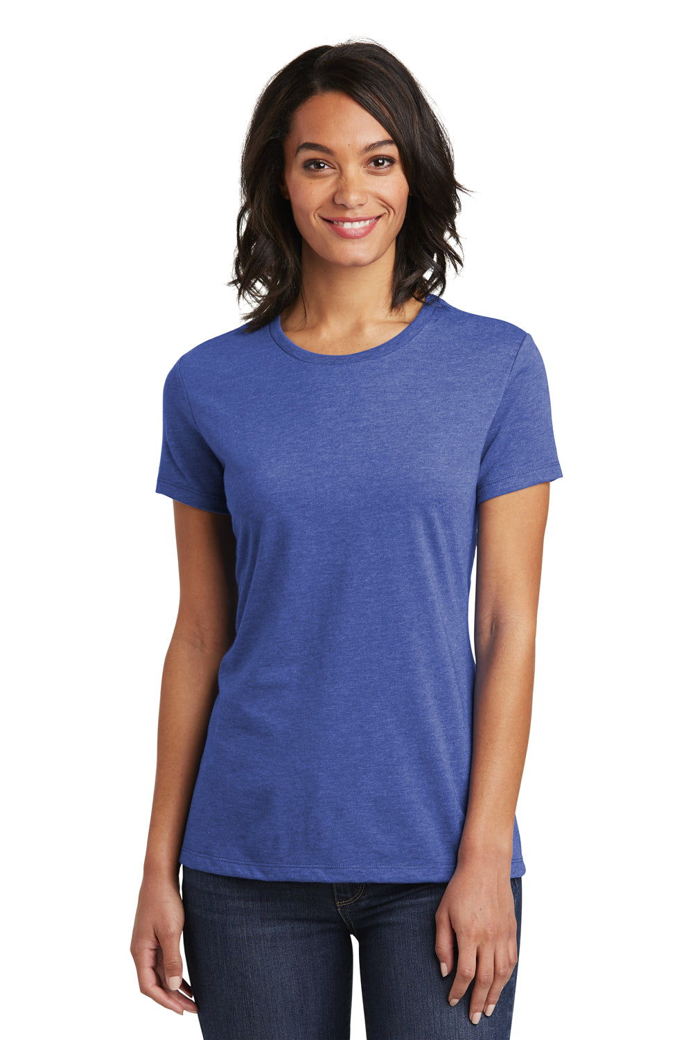 District DT6002 Womens Very Important Short Sleeve Crewneck T-Shirt Heather Royal Blue Front