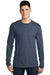 District DT6200 Mens Very Important Long Sleeve Crewneck T-Shirt Heather Navy Blue Front