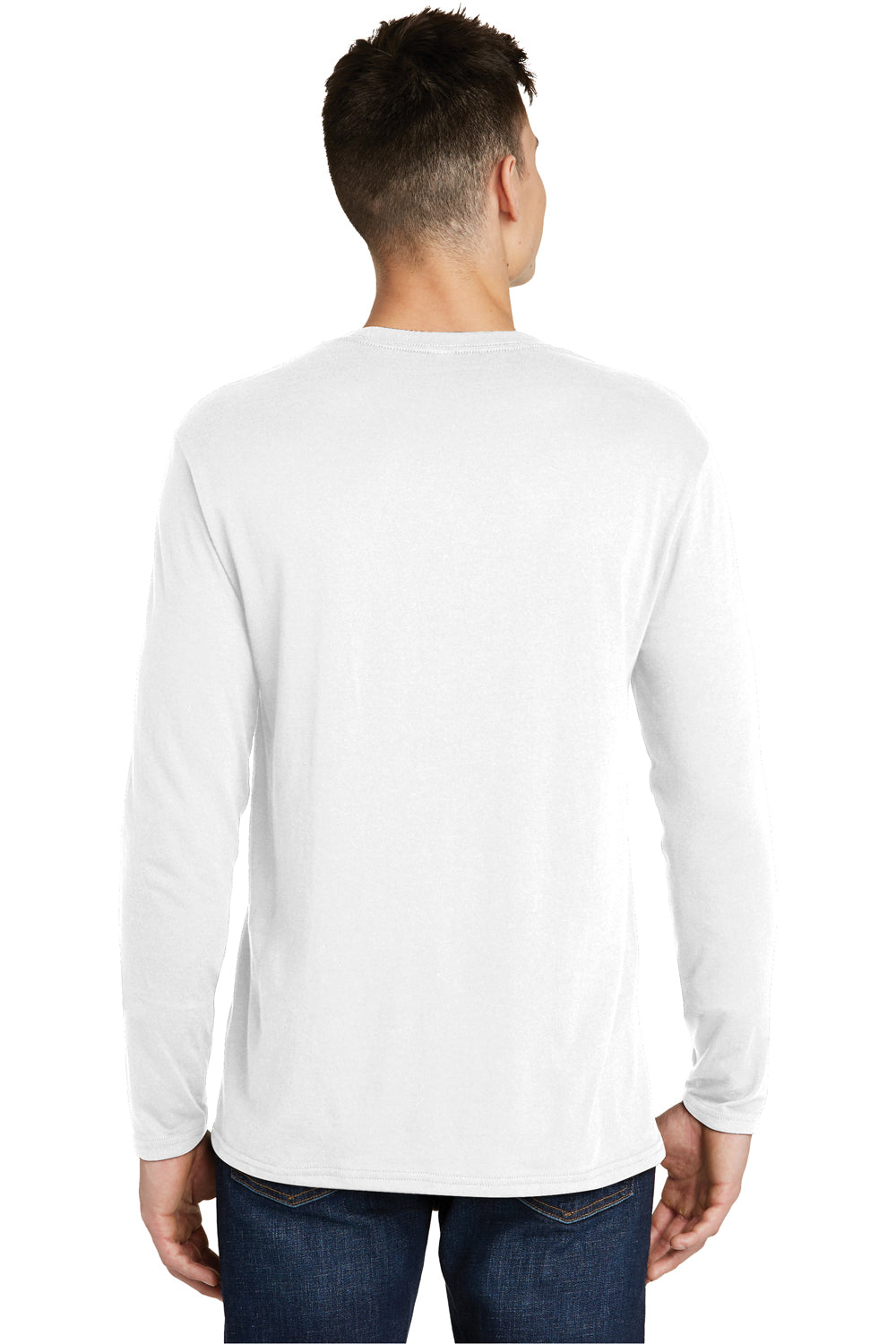 District DT6200 Mens Very Important Long Sleeve Crewneck T-Shirt White Back