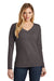 District DT6201 Womens Very Important Long Sleeve V-Neck T-Shirts Charcoal Grey Front