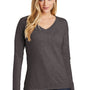District Womens Very Important Long Sleeve V-Neck T-Shirts - Heather Charcoal Grey