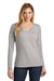 District DT6201 Womens Very Important Long Sleeve V-Neck T-Shirts Light Grey Front
