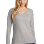 District Womens Very Important Long Sleeve V-Neck T-Shirts - Heather Light Grey