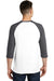 District DT6210 Mens Very Important 3/4 Sleeve Crewneck T-Shirt White/Heather Charcoal Grey Back