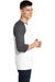 District DT6210 Mens Very Important 3/4 Sleeve Crewneck T-Shirt White/Heather Charcoal Grey Side
