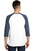 District DT6210 Mens Very Important 3/4 Sleeve Crewneck T-Shirt White/Heather Navy Blue Back