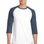 District Mens Very Important 3/4 Sleeve Crewneck T-Shirt - White/Heather Navy Blue