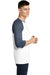 District DT6210 Mens Very Important 3/4 Sleeve Crewneck T-Shirt White/Heather Navy Blue Side