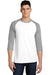 District DT6210 Mens Very Important 3/4 Sleeve Crewneck T-Shirt White/Heather Light Grey Front