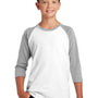 District Youth Very Important 3/4 Sleeve Crewneck T-Shirt - White/Heather Light Grey - Closeout