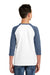 District DT6210Y Youth Very Important 3/4 Sleeve Crewneck T-Shirt White/Heather Navy Blue Back