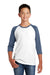 District DT6210Y Youth Very Important 3/4 Sleeve Crewneck T-Shirt White/Heather Navy Blue Front