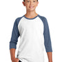 District Youth Very Important 3/4 Sleeve Crewneck T-Shirt - White/Heather Navy Blue - Closeout