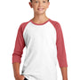 District Youth Very Important 3/4 Sleeve Crewneck T-Shirt - White/Heather Red - Closeout