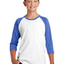 District Youth Very Important 3/4 Sleeve Crewneck T-Shirt - White/Royal Blue Frost - Closeout