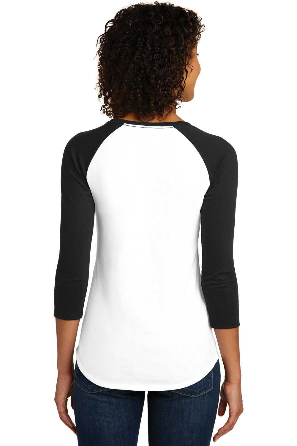 District DT6211 Womens Very Important 3/4 Sleeve Crewneck T-Shirt White/Black Back