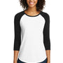 District Womens Very Important 3/4 Sleeve Crewneck T-Shirt - White/Black - Closeout