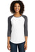 District DT6211 Womens Very Important 3/4 Sleeve Crewneck T-Shirt White/Heather Charcoal Grey Front