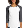 District Womens Very Important 3/4 Sleeve Crewneck T-Shirt - White/Heather Charcoal Grey - Closeout