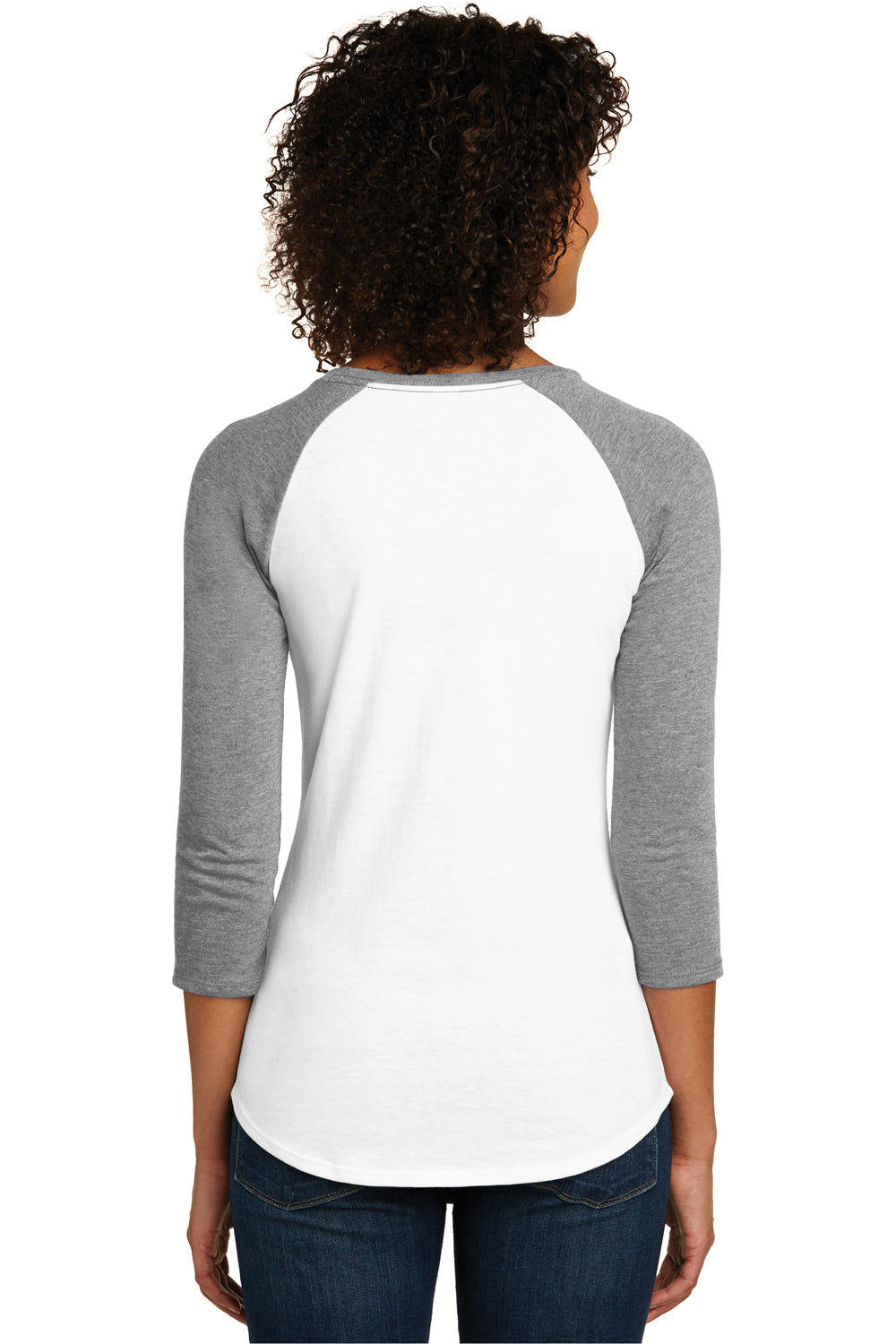 District DT6211 Womens Very Important 3/4 Sleeve Crewneck T-Shirt White/Heather Light Grey Back