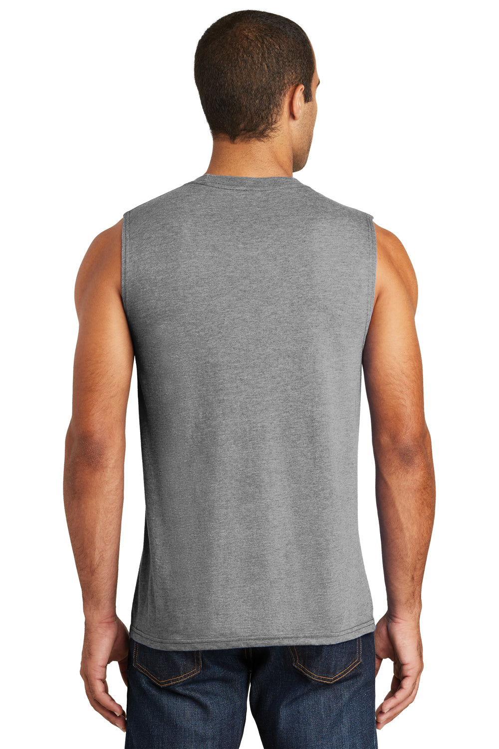 District DT6300 Mens Very Important Muscle Tank Top Grey Frost Back