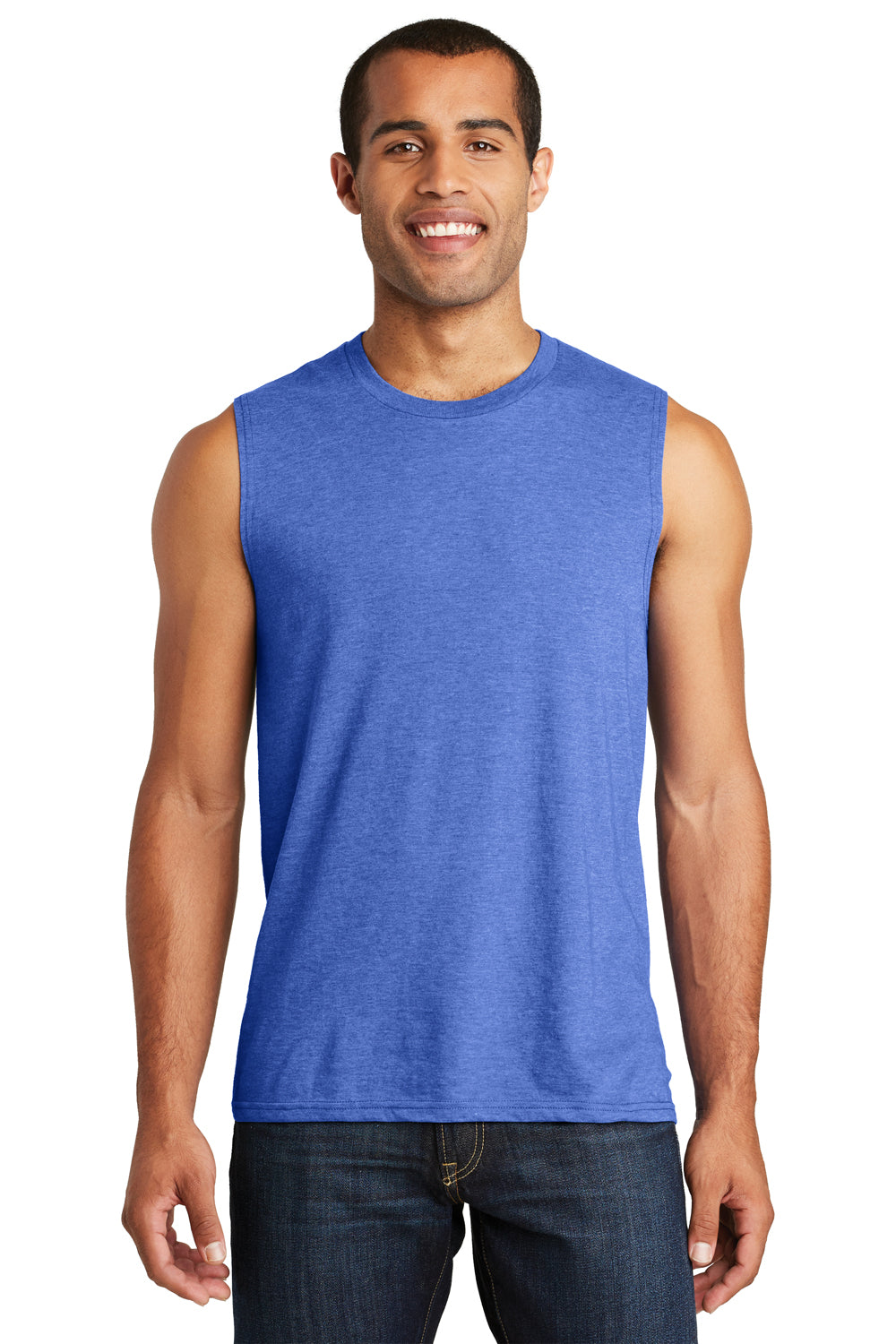 District DT6300 Mens Very Important Muscle Tank Top Royal Blue Frost Front