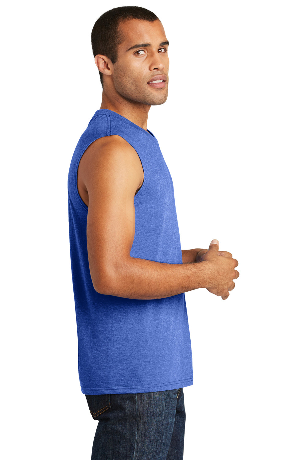District DT6300 Mens Very Important Muscle Tank Top Royal Blue Frost Side