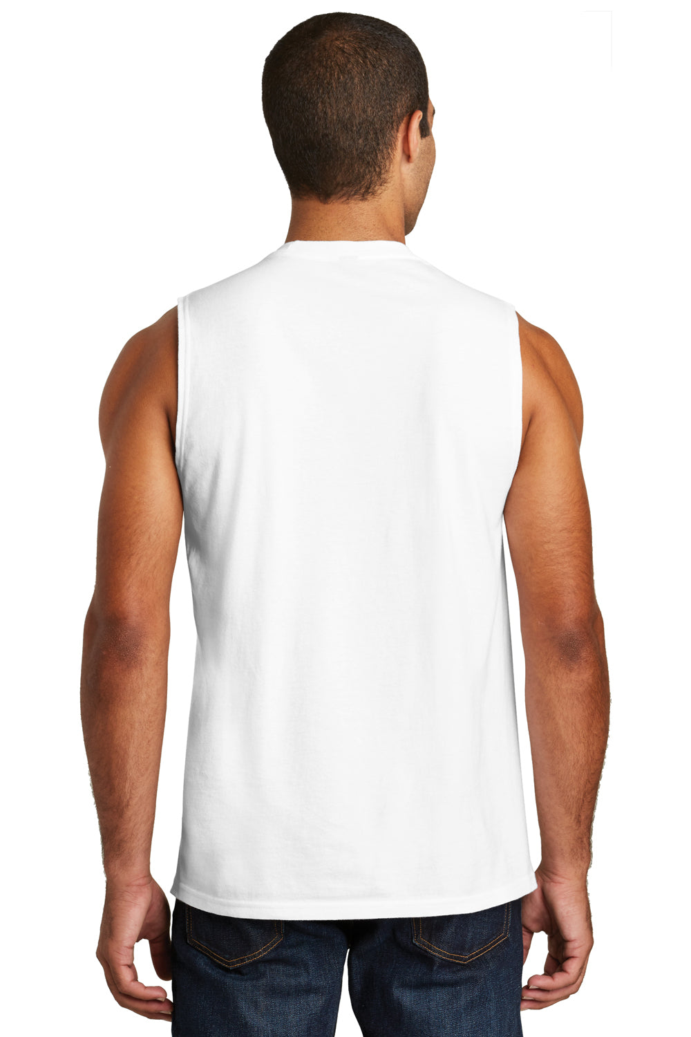 District DT6300 Mens Very Important Muscle Tank Top White Back