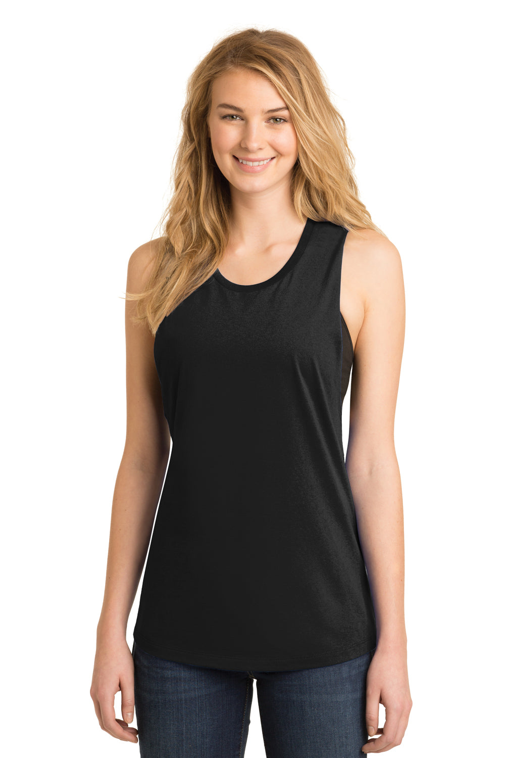 District DT6301 Womens Very Important Festival Tank Top Black Front