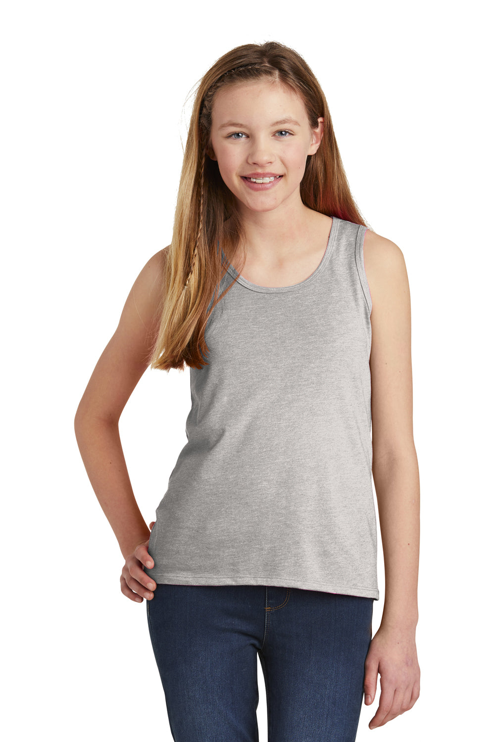 District DT6303YG Youth Very Important Tank Top Light Grey Front