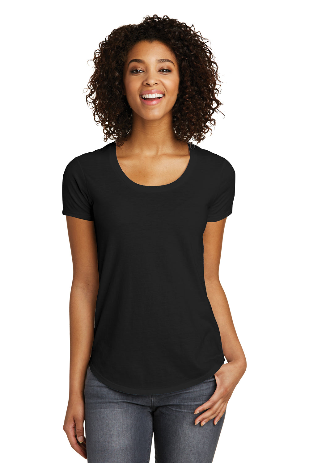 District DT6401 Womens Very Important Short Sleeve Crewneck T-Shirt Black Front
