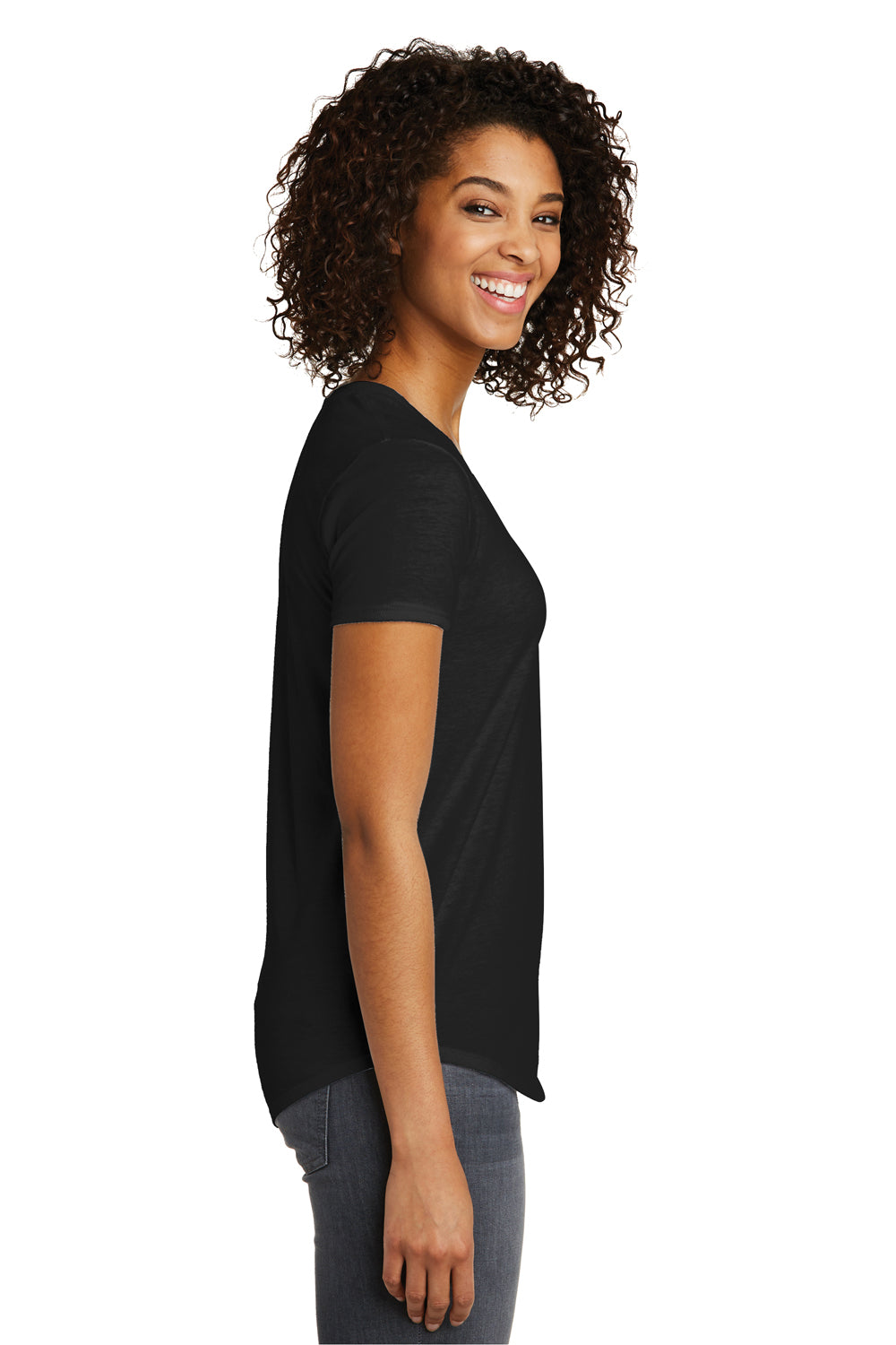 District DT6401 Womens Very Important Short Sleeve Crewneck T-Shirt Black Side