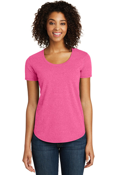 District DT6401 Womens Very Important Short Sleeve Crewneck T-Shirt Fuchsia Pink Frost Front