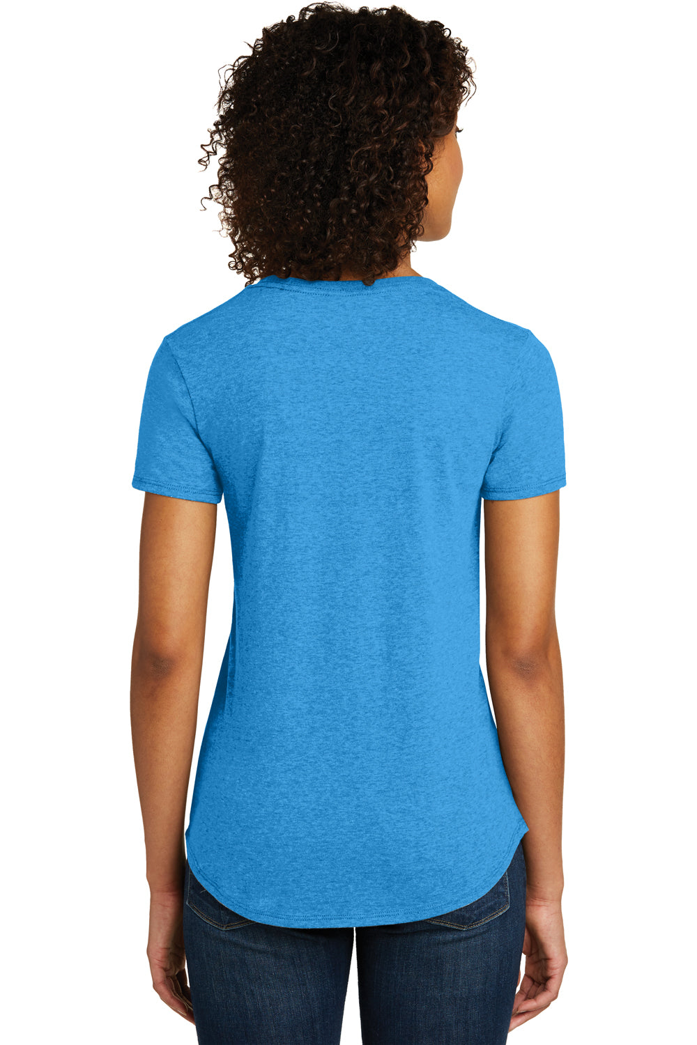 District DT6401 Womens Very Important Short Sleeve Crewneck T-Shirt Heather Turquoise Blue Back