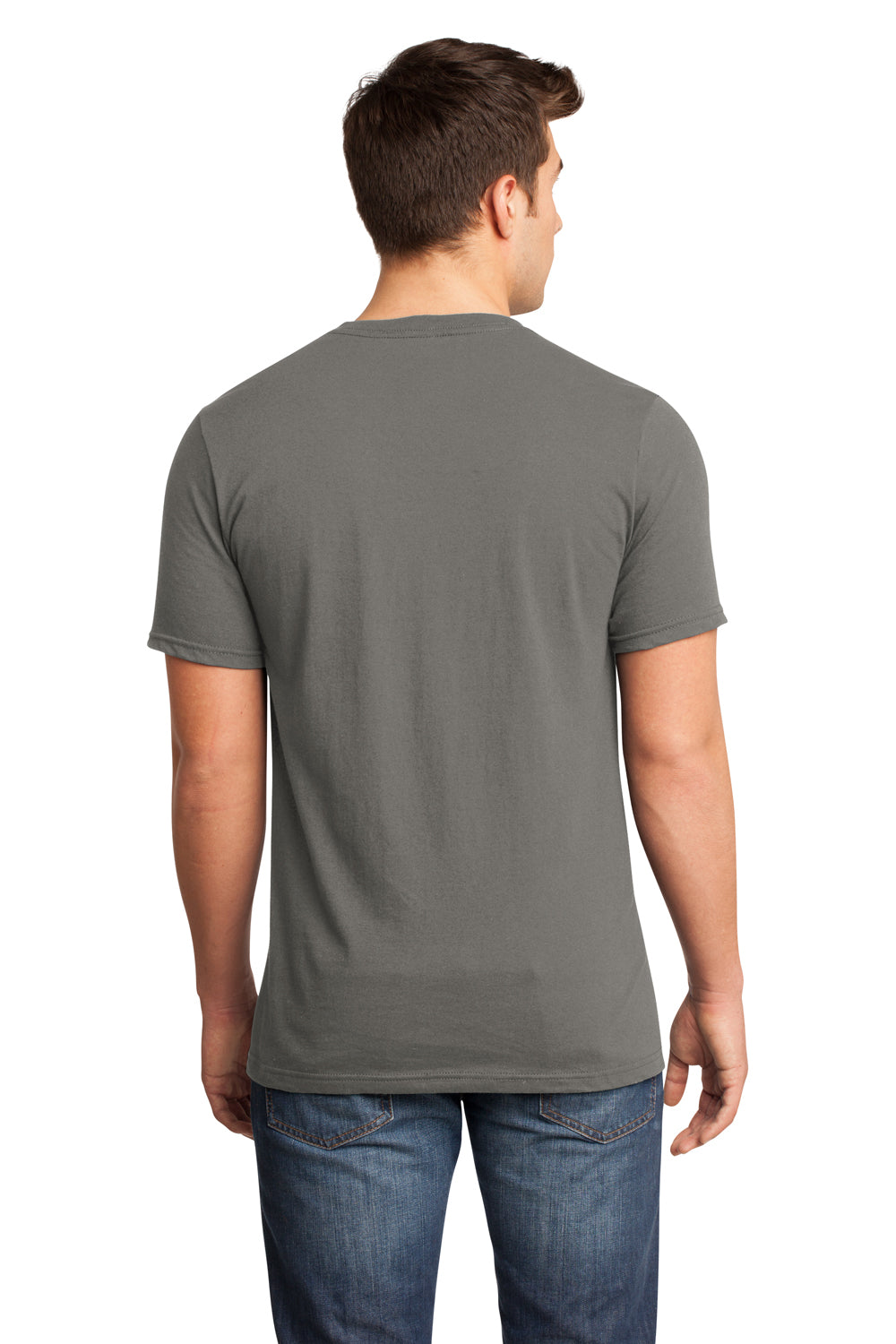 District DT6500 Mens Very Important Short Sleeve V-Neck T-Shirt Grey Back