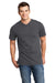 District DT6500 Mens Very Important Short Sleeve V-Neck T-Shirt Heather Charcoal Grey Front