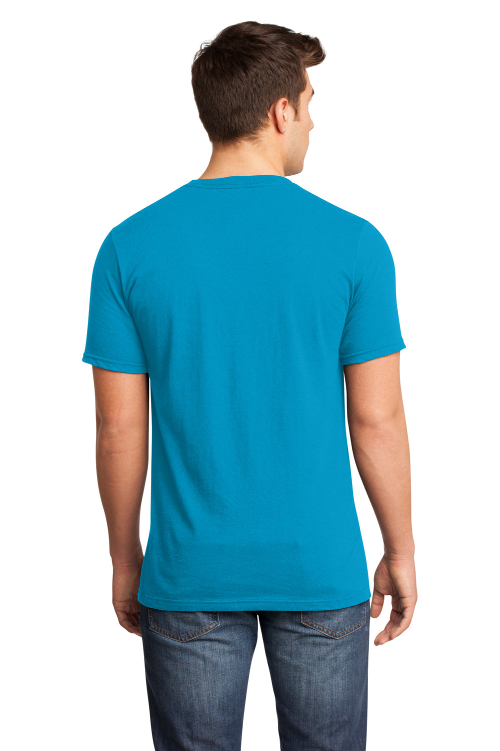 District DT6500 Mens Very Important Short Sleeve V-Neck T-Shirt Light Turquoise Blue Back