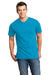 District DT6500 Mens Very Important Short Sleeve V-Neck T-Shirt Light Turquoise Blue Front