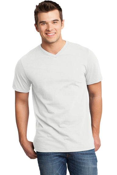District DT6500 Mens Very Important Short Sleeve V-Neck T-Shirt White Front