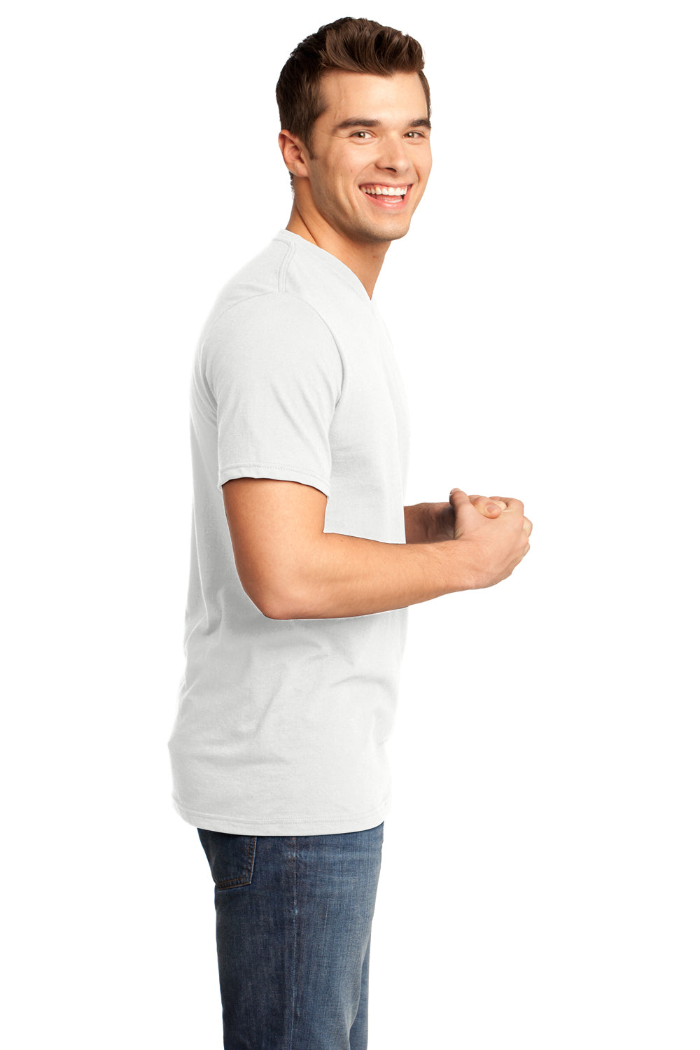 District DT6500 Mens Very Important Short Sleeve V-Neck T-Shirt White Side
